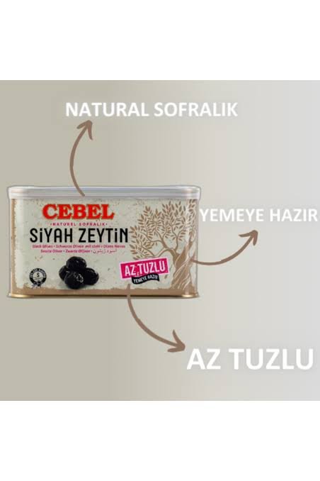 CEBEL SİYAH ZEYTİN AZ TUZLU TENEKE 750 ĞR