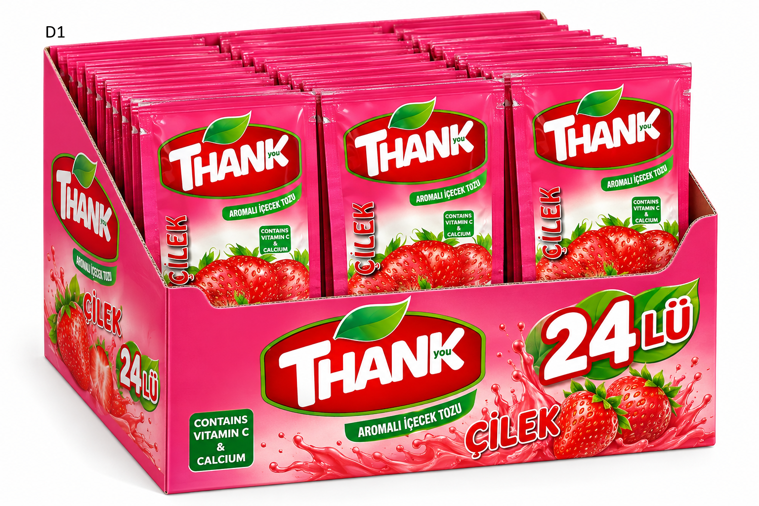 TENK MEYVELİ İÇECEK TOZ ÇİLEK 12 GR (24 Adet) Koli