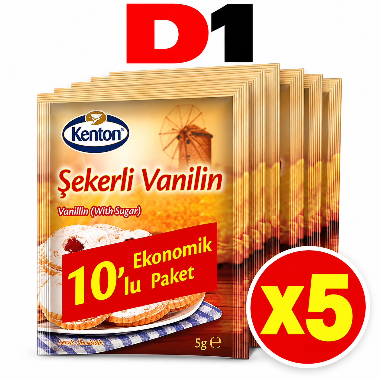 KENTON ŞEKERLİ VANİLİN 10 LU (5 Adet) Koli