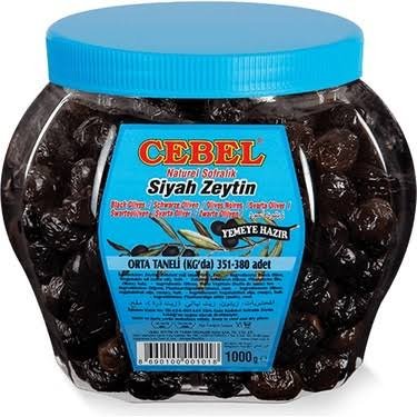 CEBEL SİYAH ZEYTİN ORTA TANELİ 1 KG PET - Resim 1